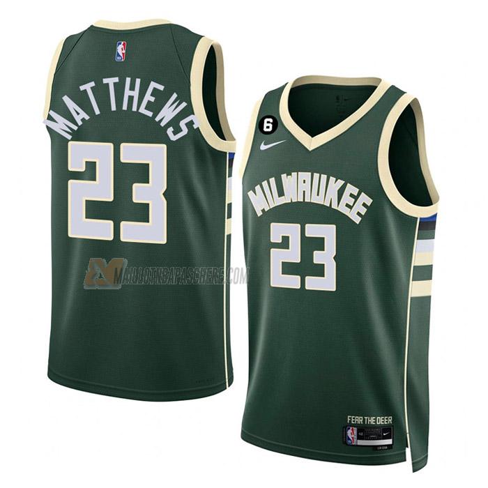 maillot wesley matthews milwaukee bucks de 23 homme vert icon edition 2023