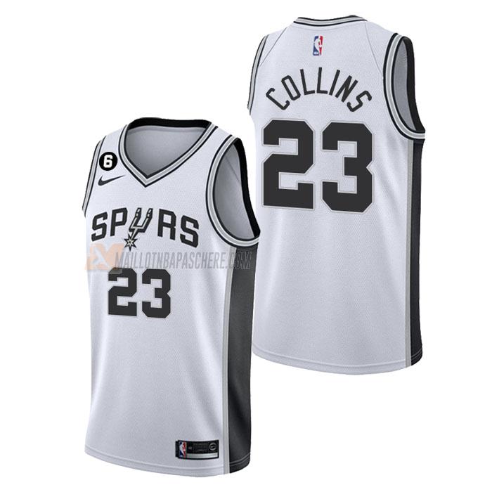 maillot zach collins san antonio spurs de 23 homme blanc association edition 2023