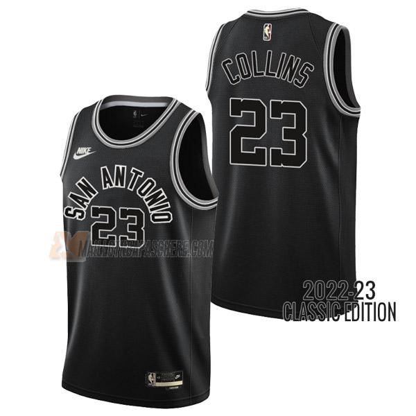 maillot zach collins san antonio spurs de 23 homme noir classic edition 2023