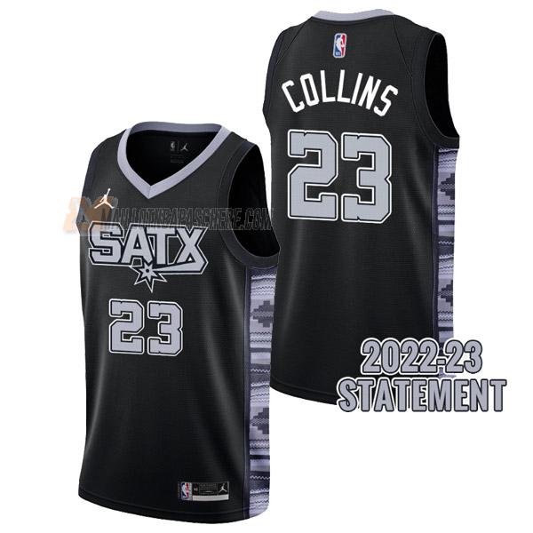 maillot zach collins san antonio spurs de 23 homme noir statement edition 2023