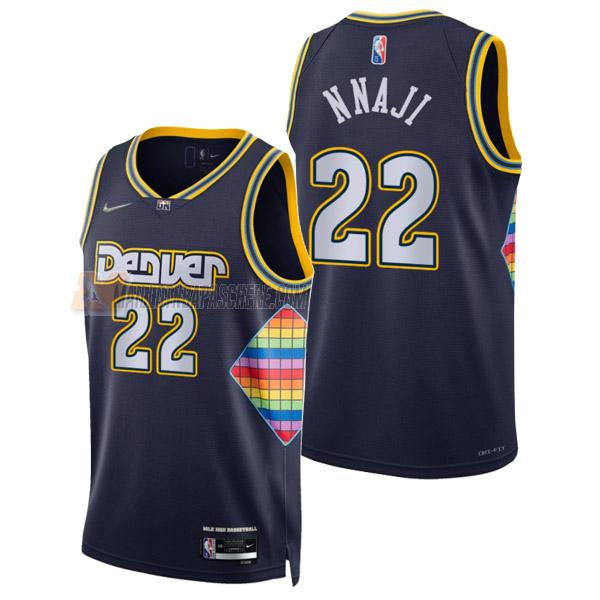 maillot zeke nnaji denver nuggets de 22 homme bleu marine city edition 2022