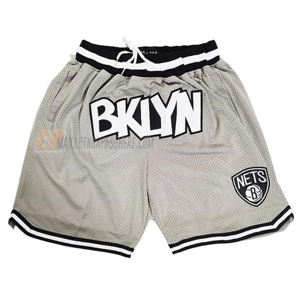 shorts de basket brooklyn nets de gris just don