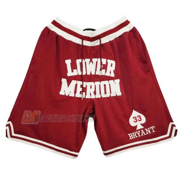 shorts de basket kobe bryant de rouge just don lower merion