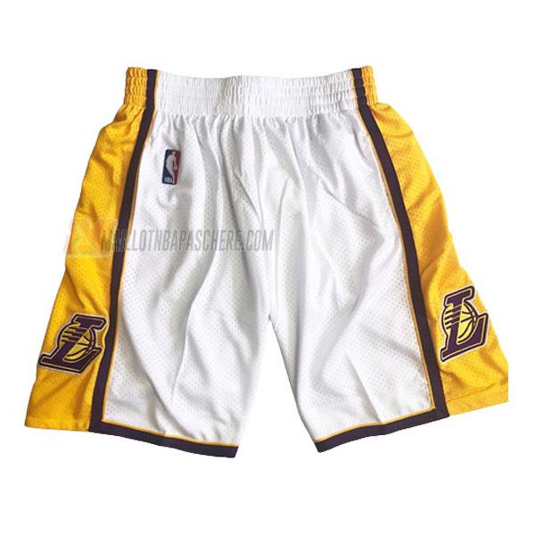 shorts de basket los angeles lakers de blanc jaune avec poche