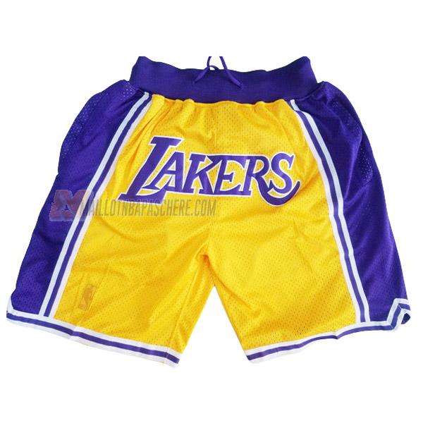 shorts de basket los angeles lakers de jaune mauve just don