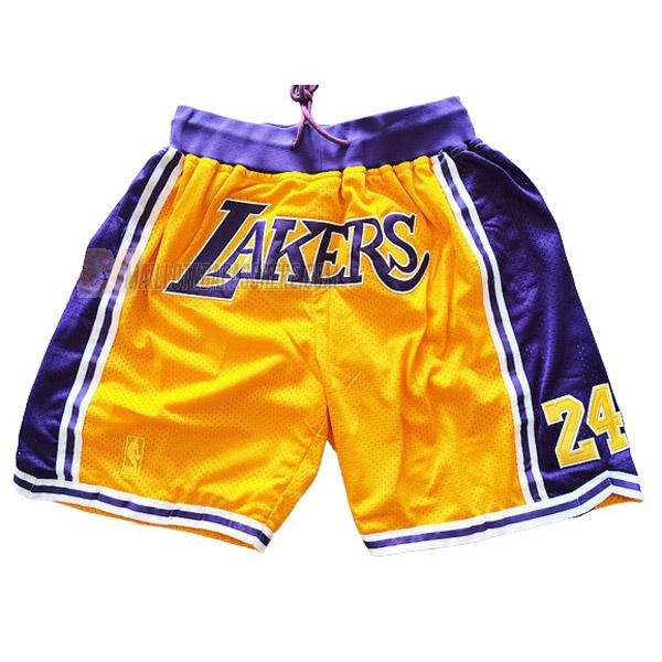 shorts de basket los angeles lakers de jaune mauve just don 8-24