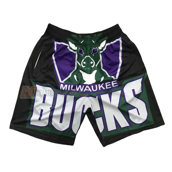 shorts de basket milwaukee bucks de noir big face