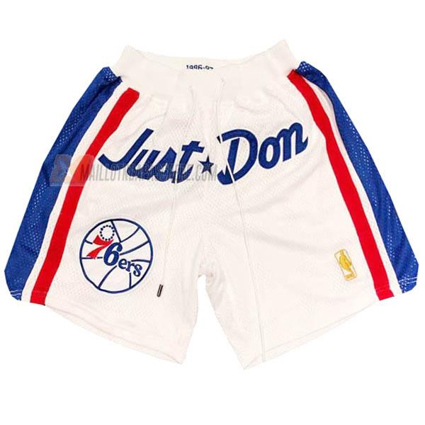 shorts de basket philadelphia 76ers de blanc