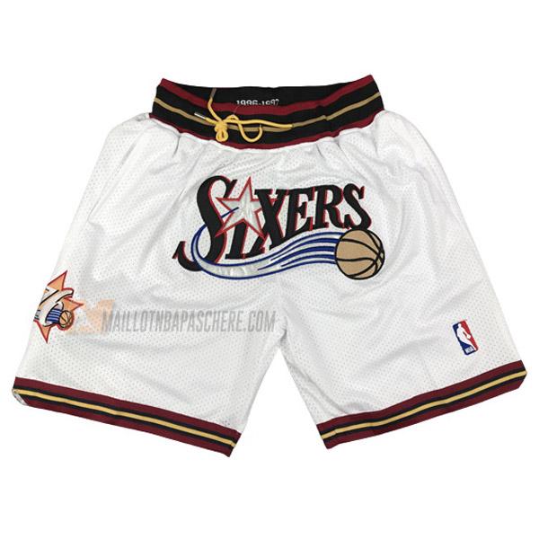 shorts de basket philadelphia 76ers de blanc just don classic edition 1998